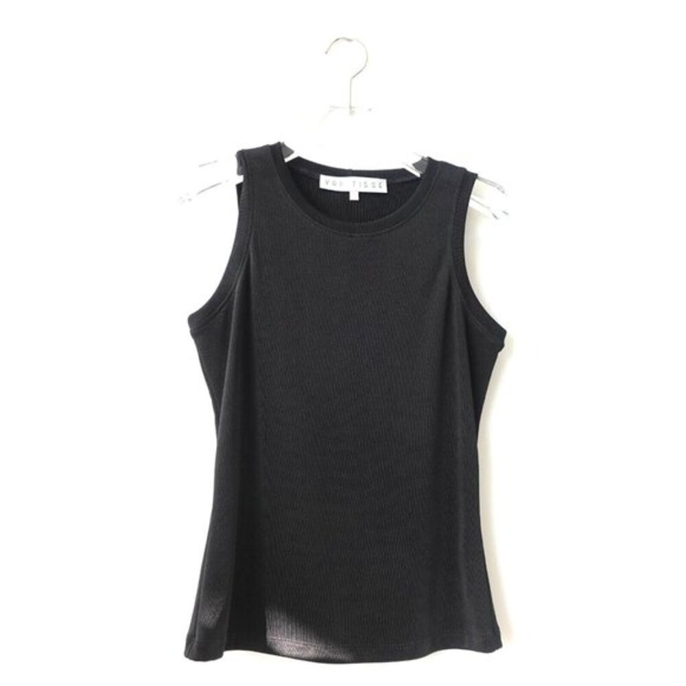Black Clean‎ Girl Tank Top Womens M Minimalist Office Chic VAN TISSE USA